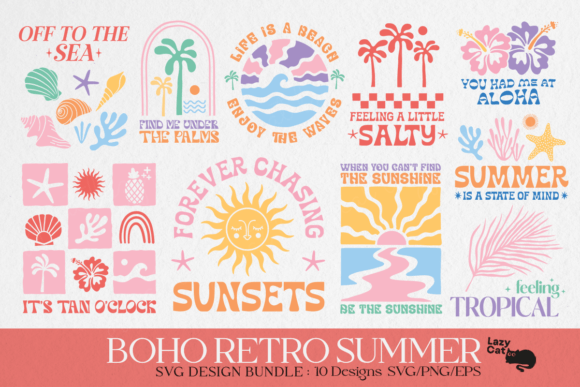 Download Boho Retro Summer Beach SVG Bundle - Summer Collection