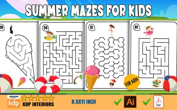 Download Summer Mazes Pages for Kids – KDP - Summer Collection