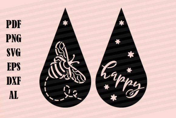 Download Drop Earrings Bee Happy Summer Cut Files - Summer Collection