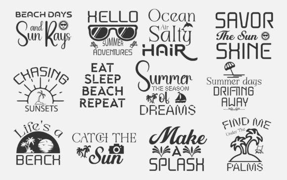 Download Summer Beach T-shirt Quotes Set Design - Summer Collection