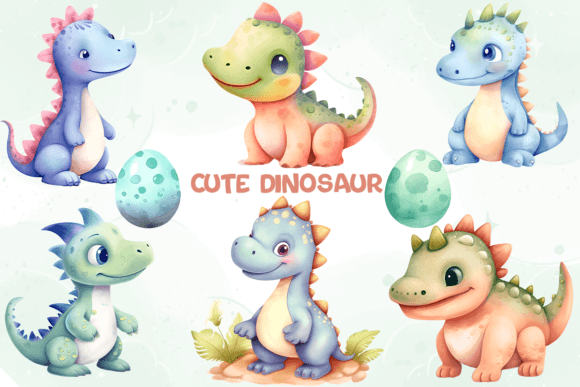 Download Cute Dinosaur Set Watercolor - Cute Collection